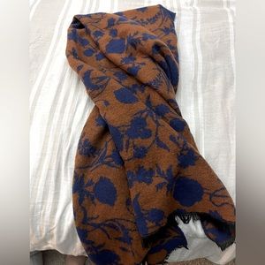 A New Day Blue & Brown Wide Scarf Throw - Reversible Super Soft